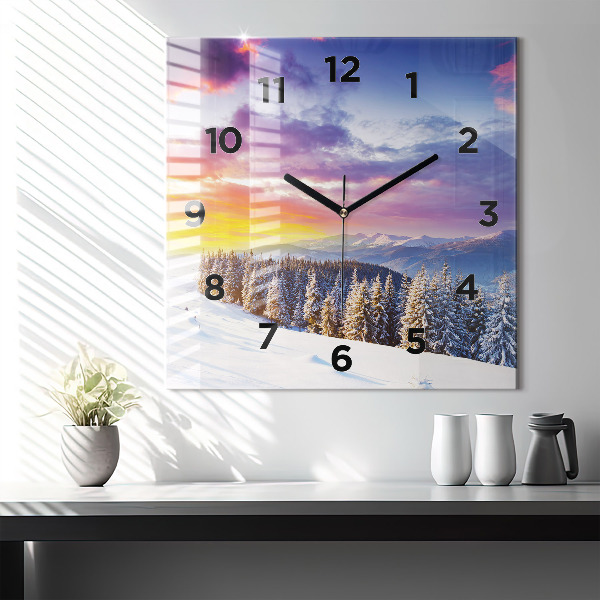Square wall clock Winter Mountain Landscape