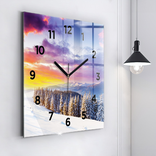 Square wall clock Winter Mountain Landscape