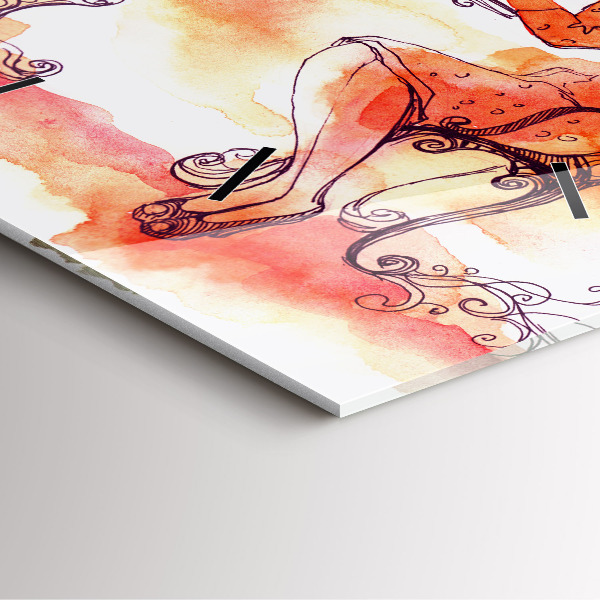 Square wall clock Woman drinking tea