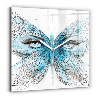 Square wall clock Butterfly face