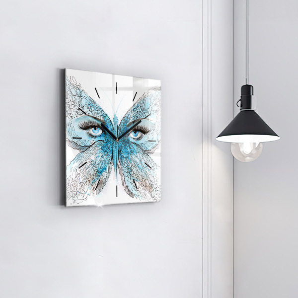Square wall clock Butterfly face