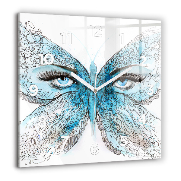 Square wall clock Butterfly face