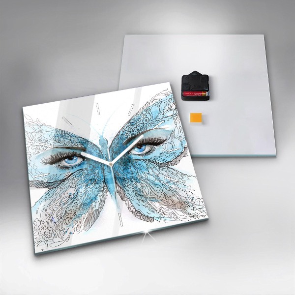 Square wall clock Butterfly face