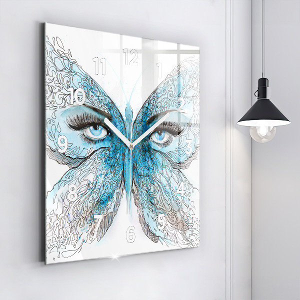 Square wall clock Butterfly face
