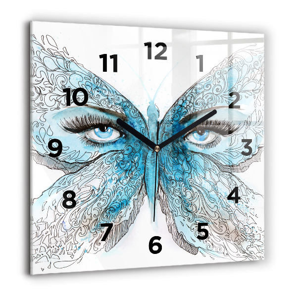 Square wall clock Butterfly face