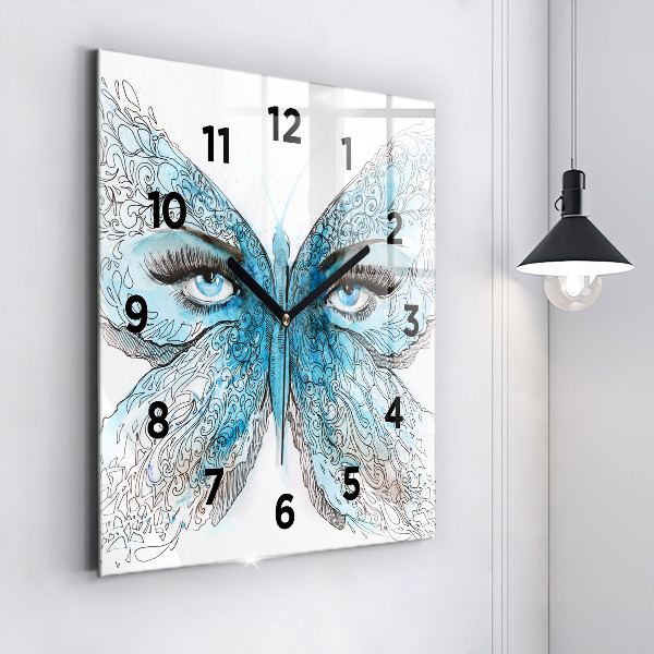 Square wall clock Butterfly face