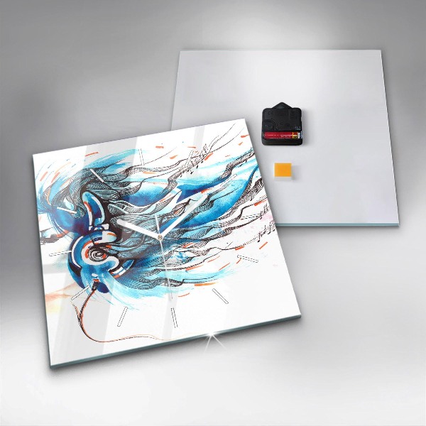 Square wall clock Illustration of a handset