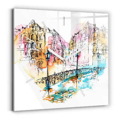 Square wall clock Painted Architecture