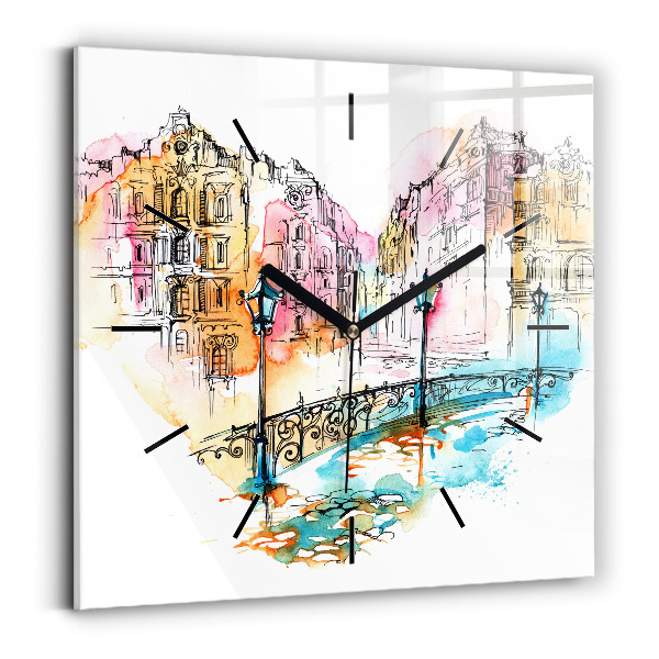 Square wall clock Painted Architecture