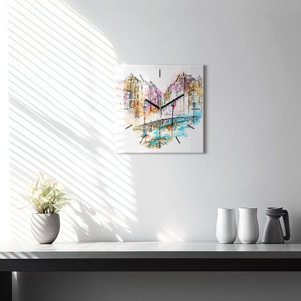 Square wall clock Painted Architecture