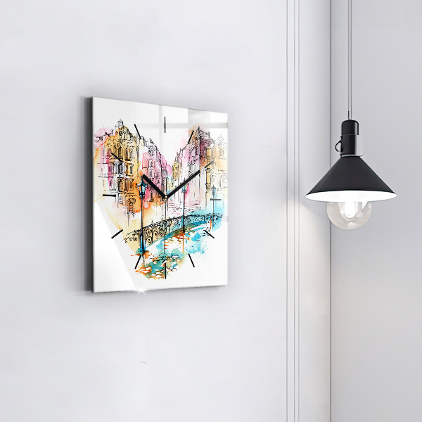 Square wall clock Painted Architecture
