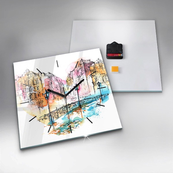 Square wall clock Painted Architecture