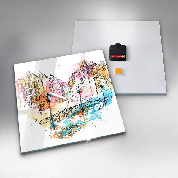 Square wall clock Painted Architecture