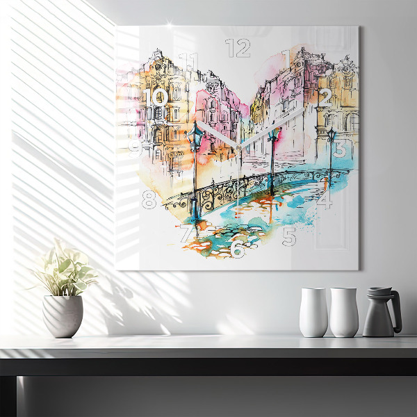 Square wall clock Painted Architecture