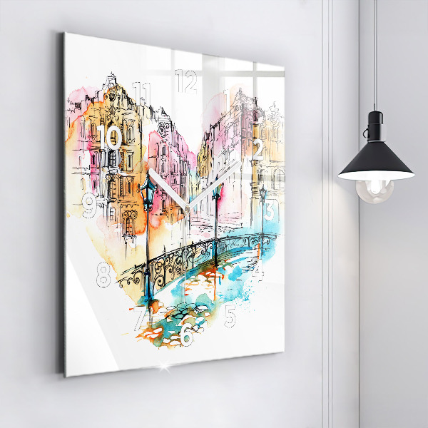 Square wall clock Painted Architecture
