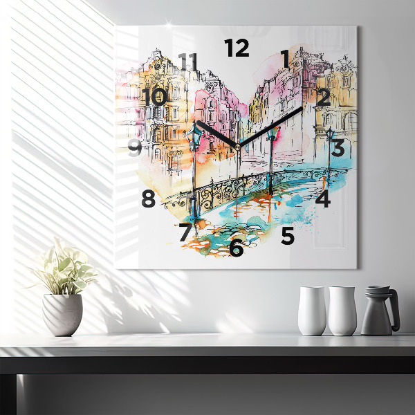 Square wall clock Painted Architecture