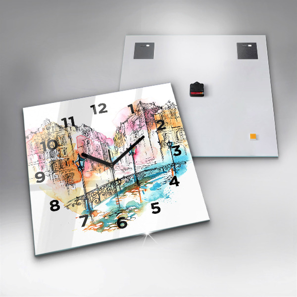 Square wall clock Painted Architecture