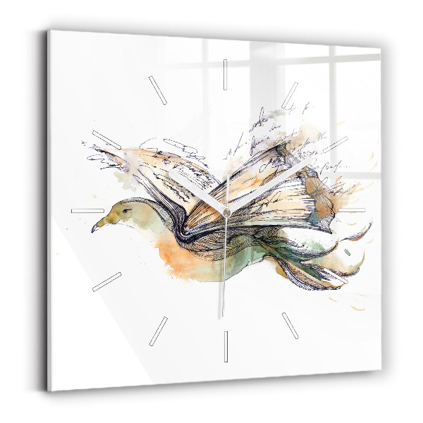 Square wall clock The bird and the book
