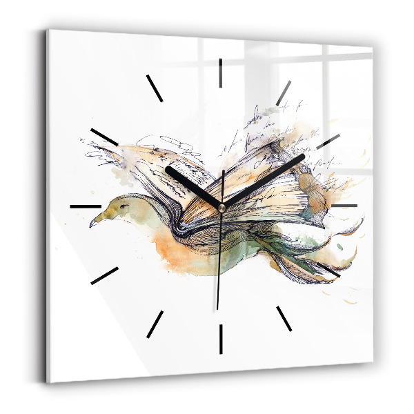 Square wall clock The bird and the book