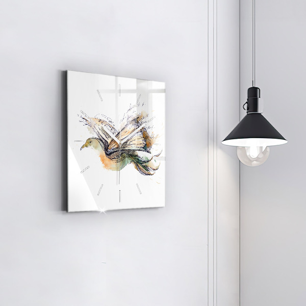 Square wall clock The bird and the book