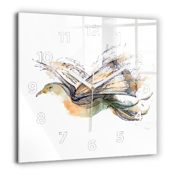 Square wall clock The bird and the book