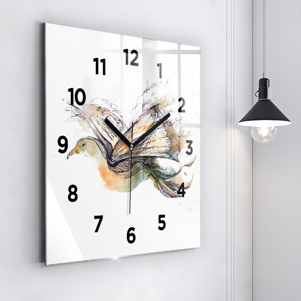 Square wall clock The bird and the book