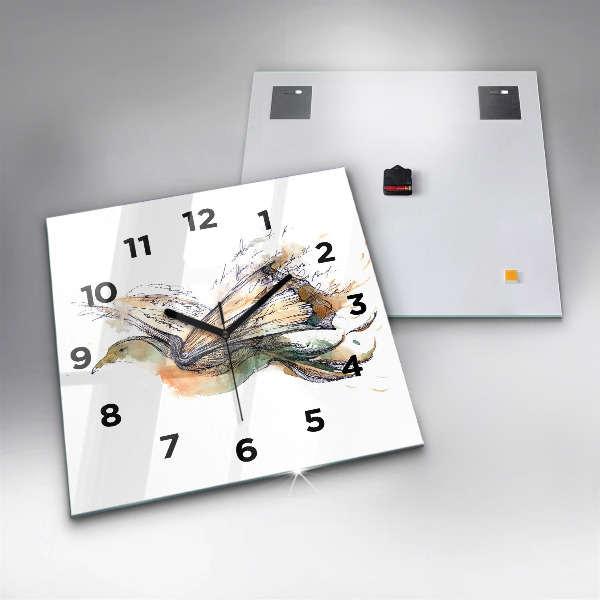 Square wall clock The bird and the book
