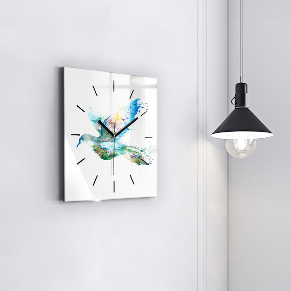 Square wall clock Abstraction of bird and spring