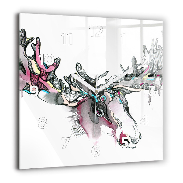 Square wall clock Moose abstract