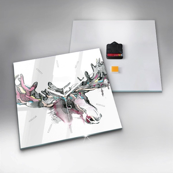 Square wall clock Moose abstract