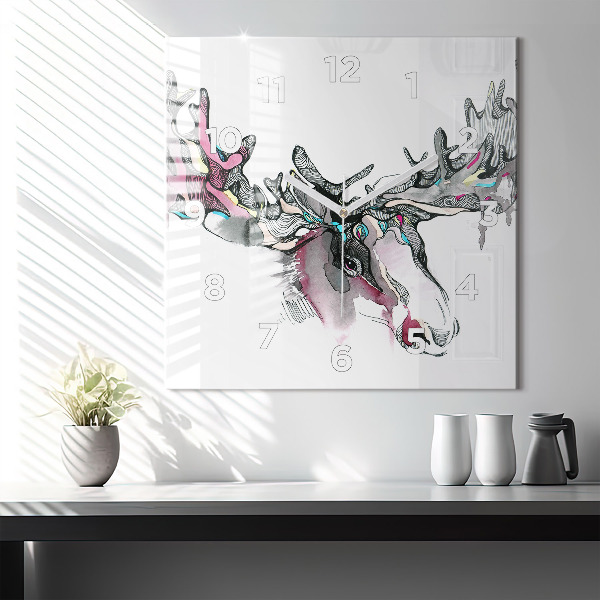 Square wall clock Moose abstract