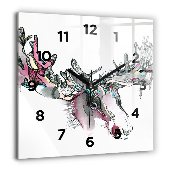 Square wall clock Moose abstract