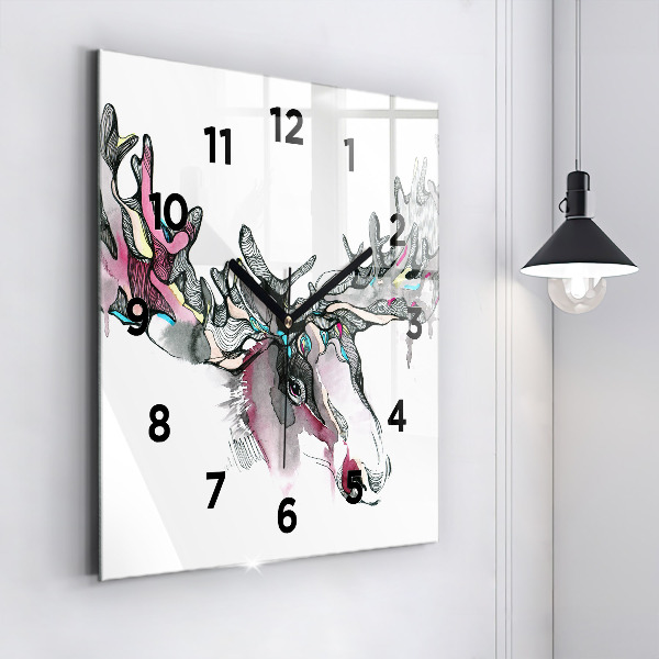 Square wall clock Moose abstract
