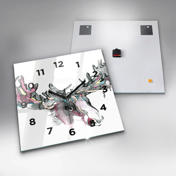 Square wall clock Moose abstract