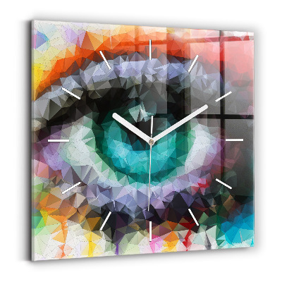 Square wall clock Colorful human eye