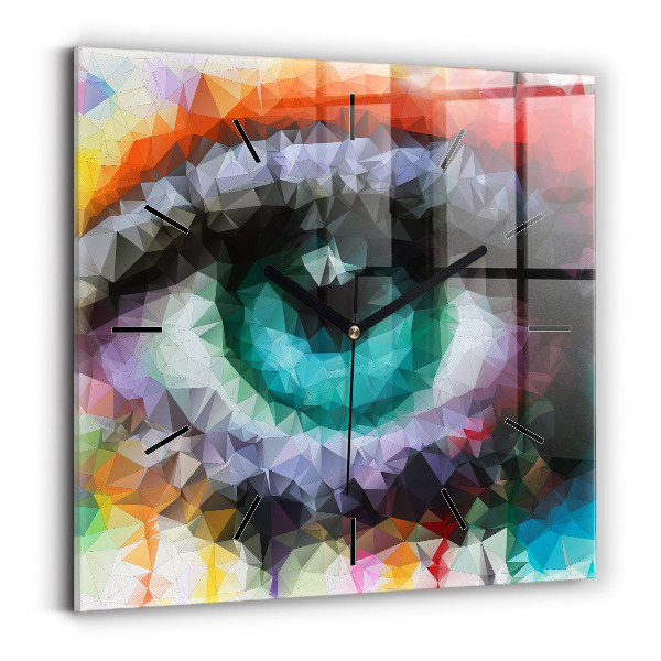 Square wall clock Colorful human eye