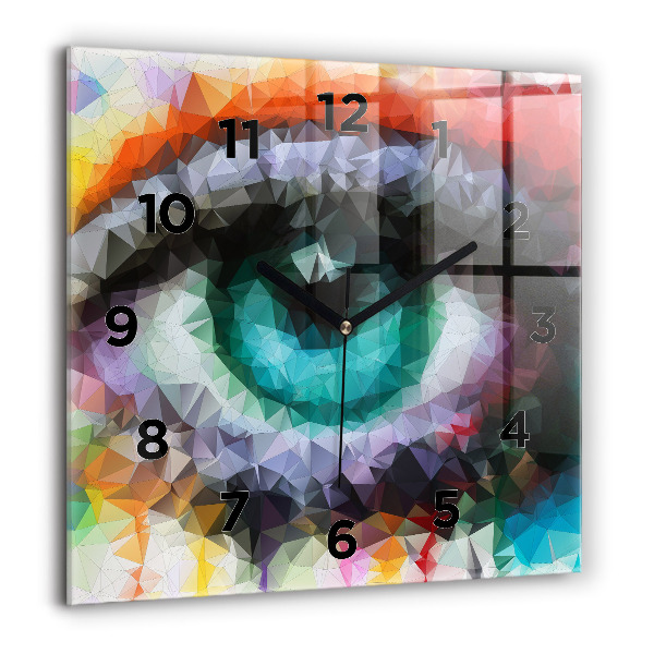 Square wall clock Colorful human eye