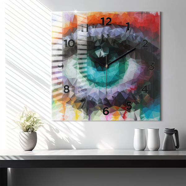Square wall clock Colorful human eye