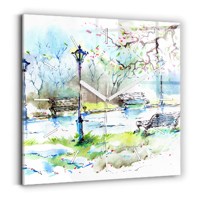 Square wall clock Picturesque spring