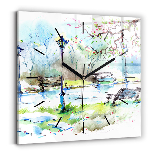 Square wall clock Picturesque spring
