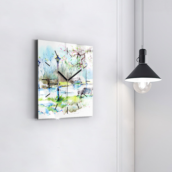 Square wall clock Picturesque spring