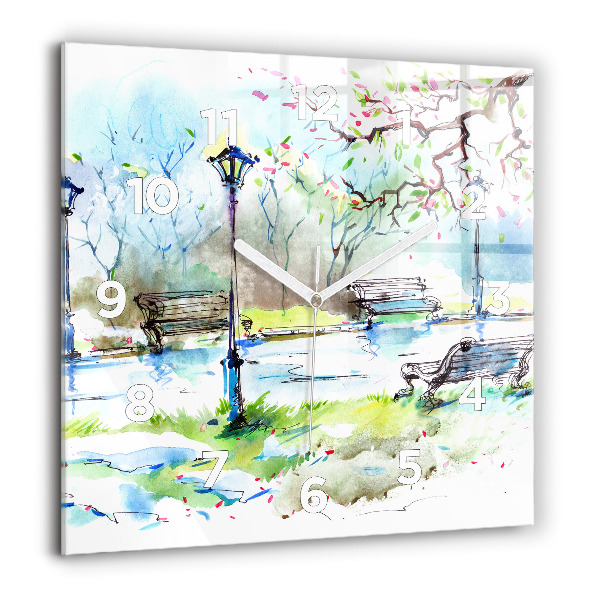 Square wall clock Picturesque spring