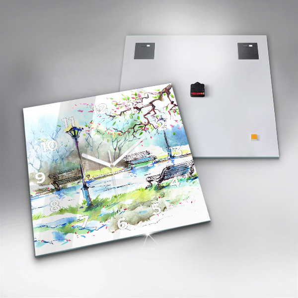 Square wall clock Picturesque spring
