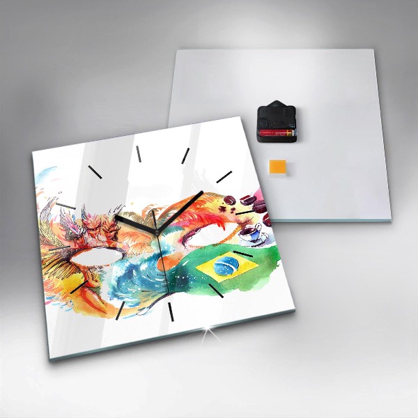 Square wall clock Culture - Brazilian flag