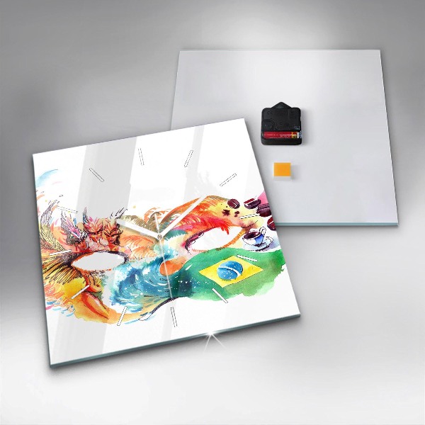 Square wall clock Culture - Brazilian flag