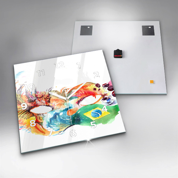 Square wall clock Culture - Brazilian flag