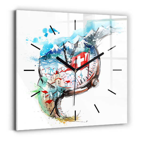Square wall clock Swiss watch