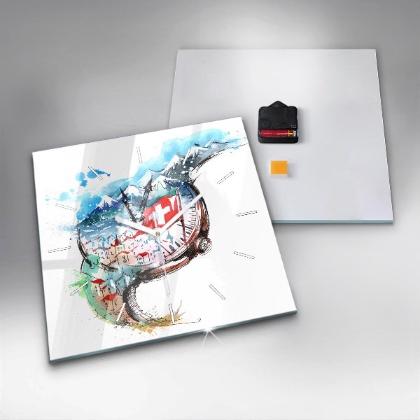 Square wall clock Swiss watch