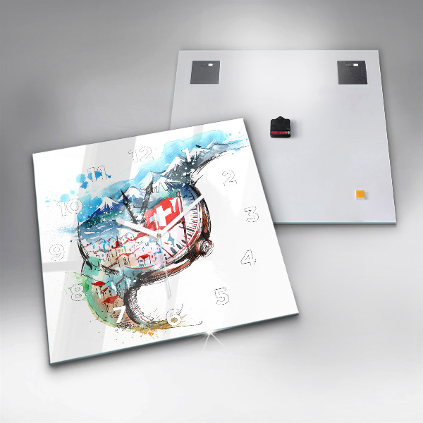 Square wall clock Swiss watch