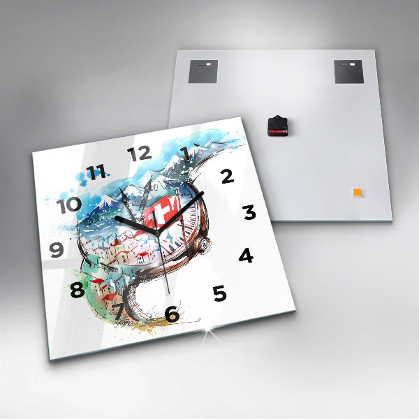 Square wall clock Swiss watch